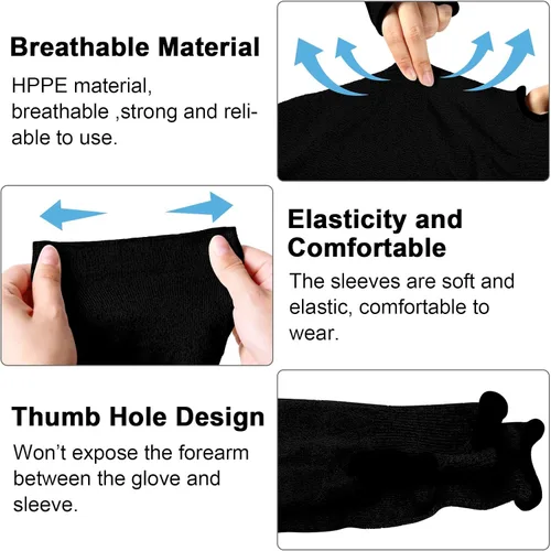 Miniatura 3 de JaGely 6 pares de mangas resistentes a cortes nivel 5 con agujero para el pulgar, 18 pulgadas, manga de protección para brazo, para granjeros y Negro