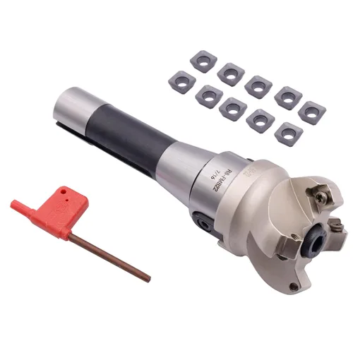 R8 FMB22 7/16-20UNF Shank Face End Mill Arbor y KM12 50-22-4T Fresa de extremo de cara CNC con 10 piezas de insertos de carburo SEKT1204 y llave T20
