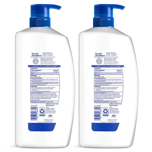 Miniatura 12 de Head & Shoulders Champú y acondicionador anticaspa, paquete individual 2 en 1 suave y sedoso, 1% piritiona de zinc, champú para mujeres, cabello