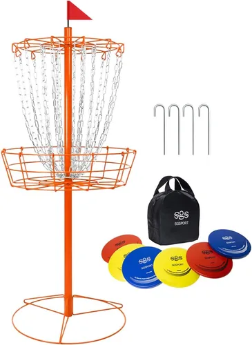 Miniatura 10 de Disc Golf Basket - Portable Disc Golf Target with Heavy Duty 24-Chains Come with 6pcs Disc Golf Discs and Carry Bag, Ground Stake -Suitable for