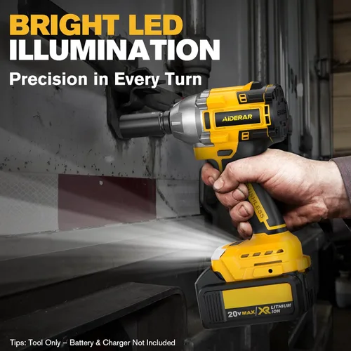 Miniatura 7 de Llave de impacto inalámbrica para batería DeWalt, 500 Nm (369 pies-libras) pistola de impacto sin escobillas de 1/2 pulgada y 1/4 pulgadas