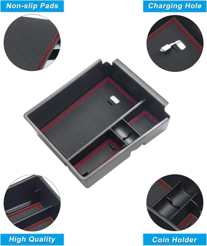 Miniatura 5 de PIMCAR Bandeja organizadora de consola central para Hyundai Tucson Limited e Hybrid SEL 2022-2024, inserto de almacenamiento de reposabrazos de Rojo