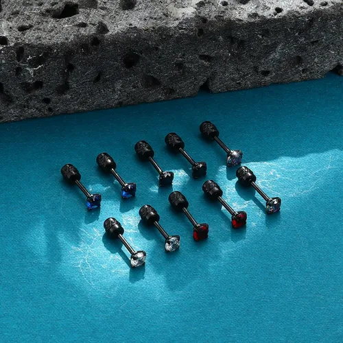Miniatura 8 de CASSIECA 5 pares de aretes de acero inoxidable con circonita cúbica 5A arcoíris para mujeres y hombres, con diseño de arco iris 5A