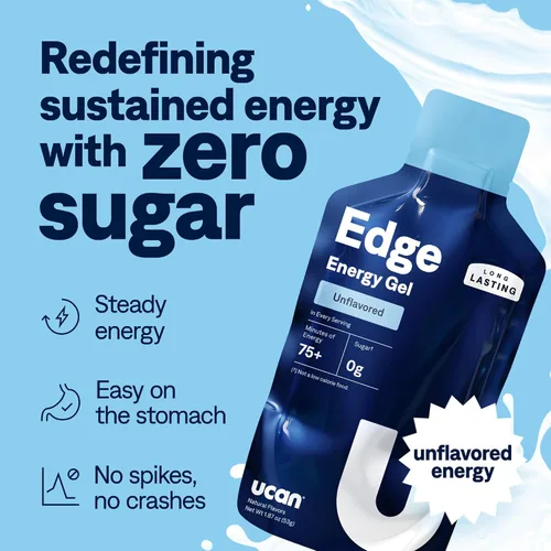 Miniatura 2 de UCAN Edge Energy Gel Shots, Sin Sabor (12 Envases de 2 Onzas) para Correr, Entrenamiento, Ejercicios, Fitness, Ciclismo, Crossfit Energía Libre
