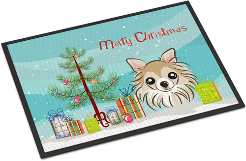 Miniatura 112 de Caroline's Treasures BB1616MAT - Tapete para puerta delantera de árbol de Navidad y sabueso afgano de 18 x 27 pulgadas, para interiores
