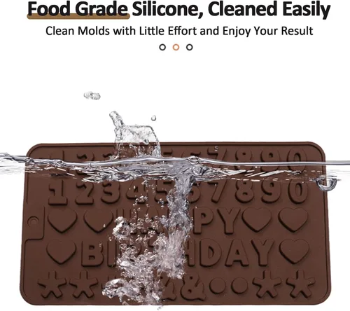 Miniatura 6 de 4 moldes de silicona para chocolate, moldes de silicona para letras y moldes de chocolate con números con símbolos de decoración de pasteles