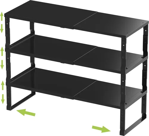 Jojocross Organizador de estante de especias apilable y expandible para gabinete de cocina, estante de mostrador ajustable, encimera, despensa, 3