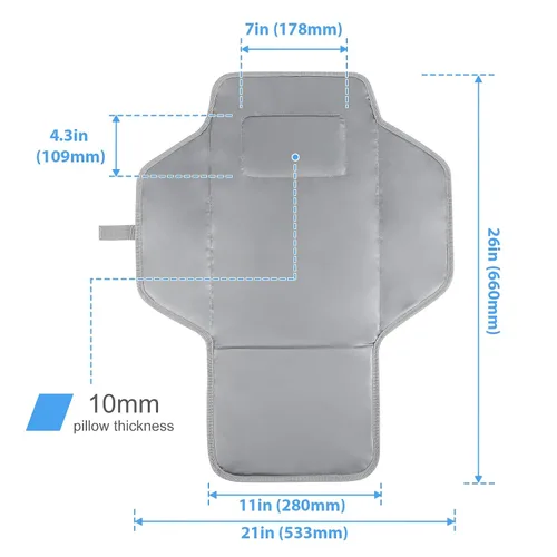 Miniatura 3 de Cambiador portátil con almohada incorporada, cambiador de pañales plegable de viaje, estación de cambio impermeable abierta con una sola mano