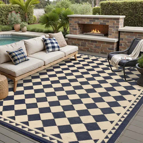 Miniatura 36 de HUGEAR Alfombra para RV Exterior Tapete Impermeable Alfombras para Exteriores 9'x12' para Patios Liquidación Alfombra Exterior Alfombras de Camping