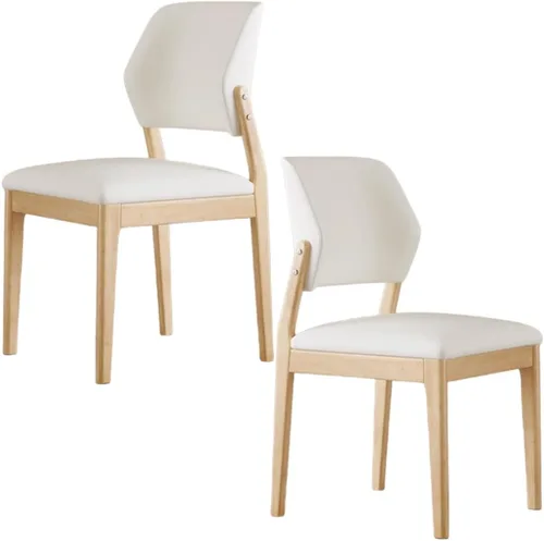 Miniatura 45 de YVYKFZD Wooden Dining Chairs Set, Leather Dining Room Chair, Upholstered Kitchen Chairs with Curved Backrest, Armless Living Room Chair, for Bedroom