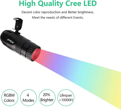 Miniatura 3 de Luz Pinspot, AQool Mini Foco de Bola de Espejo de 15W, Luces Pinspot de Haz LED RGBW Súper Brillante, Iluminación de Escenario con Control Remoto