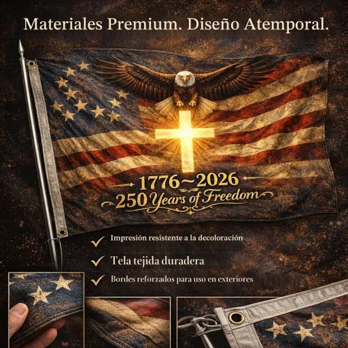Miniatura 2 de Bandera de Estados Unidos 250 – Bandera patriótica de 3 capas de doble cara de 3 capas para exteriores, We The People 1776-2026 - Cartel patriótico