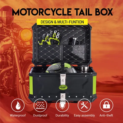 Miniatura 2 de Letusto GRUNT SPORTS - Caja superior trasera de motocicleta de 55 L, baúl de almacenamiento universal para scooter, caja de aluminio impermeable