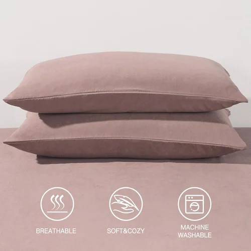 Miniatura 5 de HAPPYMOON Fundas de almohada con cremallera tamaño Queen, fundas de almohada de microfibra con cremallera para cabello y piel, paquete de 2, fundas