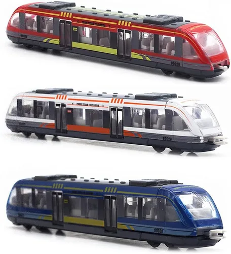 OTONOPI Juego de tren de juguete de alta velocidad, motor de locomotora a presión a presión, modelo de automóvil, deslizante, tren de bala de metro,