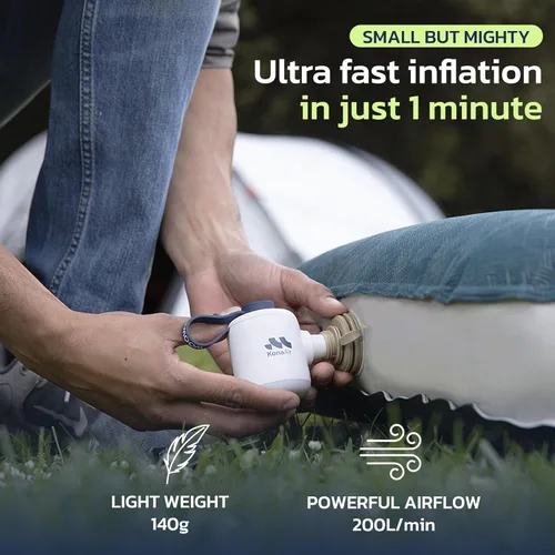 Miniatura 2 de Woowind Electric Air Pump, Cordless Air Mattress Pump for Pool Floats, Swimming Rings, Air Bed, Air Sofa, Rechargeable Battery Powered Blanco