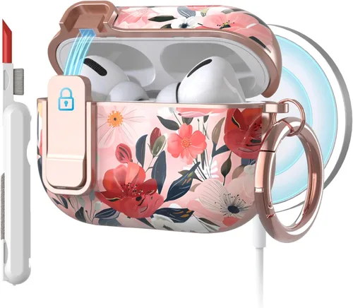 Miniatura 9 de TATOFY Funda protectora para AirPods 1 y 2, elegante funda protectora duradera con patrones de flores bonitas y llavero con clip