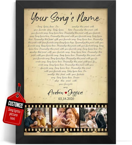 Miniatura 16 de VICILO Póster personalizado con letras de canciones, lienzo para decoración de pared, acordes de canción perfecta, regalo de aniversario de un año