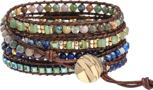 Miniatura 5 de Plumiss Boho Handmade Imperial Jasper Bracelets Natural Stone Crystal Hematite Mixed Beaded Strand Bracelet