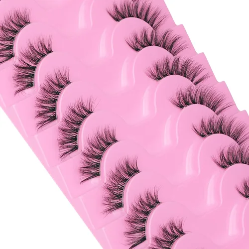 Miniatura 5 de FANXITON - Pestañas postizas de aspecto natural, pestañas de ojo de gato onduladas, banda transparente, 0.551 pulgadas, con aspecto de extensiones