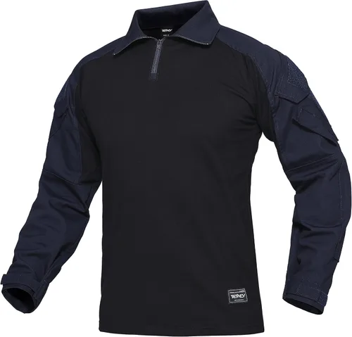 Miniatura 8 de YEVHEV G3 Camisa de camuflaje con coderas para hombres, uniforme táctico de caza, equipo de paintball Negro camuflaje/ volt/ blanco