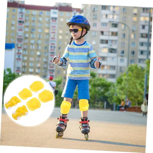 Miniatura 6 de VANZACK Rodilleras para niños y niñas, 6 unidades, equipo de protección deportiva, ciclismo, patinaje, de 4 a 16 años, color amarillo, resistentes