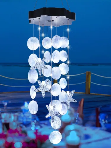 Miniatura 13 de Toodour Campanillas de viento solares para exteriores, conchas, regalos de luz para mamá, abuela, mujeres, esposa, niñas, luz móvil decorativa solar