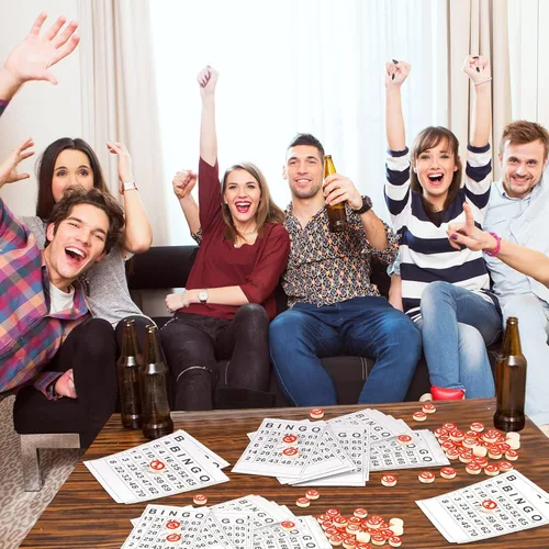 Miniatura 5 de Lewtemi El juego de mesa de bingo de madera vintage incluye 40 tarjetas clásicas de números de bingo y 75 ajedrez para fiestas familiares grandes