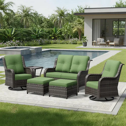 Miniatura 142 de Joyside Juego de sillas de mimbre para patio, juego de 3 piezas de mimbre para exteriores con 2 sillas reposabrazos y 1 mesa auxiliar para terraza