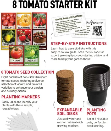 Miniatura 2 de Kit de cultivo de tomates – Cultiva 8 variedades de deliciosos tomates – Semillas de reliquia sin OMG, kit completo de semillas de tomate