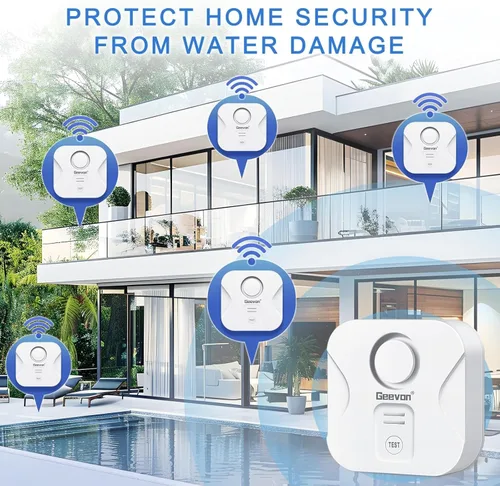 Miniatura 9 de Geevon Paquete de 2 Detectores de Fugas de Agua para el Hogar, Alarma de Sensor de Agua de 100dB, Dispositivos de Detección de Fugas e Inundaciones