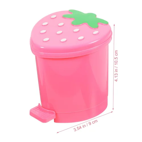 Miniatura 2 de Healeved Bote de basura de fresa, mini bote de basura para escritorio, baño, pequeño, para escritorio, automóvil, oficina, cocina, pequeño basurero
