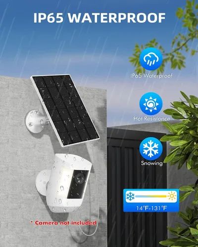 Miniatura 3 de KEPEAK Panel Solar para Cámara Ring al Aire Libre, Cargador Solar Pequeño de 5V con Tipo C o Micro USB, Solo para Batería de Cámara Stick Up Cam