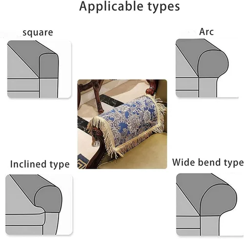 Miniatura 4 de Juego de 2 fundas de lujo para reposabrazos de sofá, lavables y lavables para sofá de cuero, fundas antideslizantes para brazos de silla reclinable