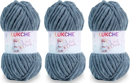 Miniatura 34 de Hilado de chenilla de terciopelo para amigurumi y punto de crochet súper voluminoso 100 gr (69,0 m) (Grosor del hilo 8 mm) (Verde espárrago) 1