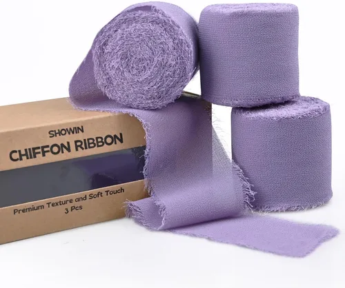 Miniatura 25 de 3 rollos de cinta de gasa con flecos hecha a mano, de chifón, color negro, de 1.5 pulgadas de ancho x 7 yardas de largo, cinta estilo seda