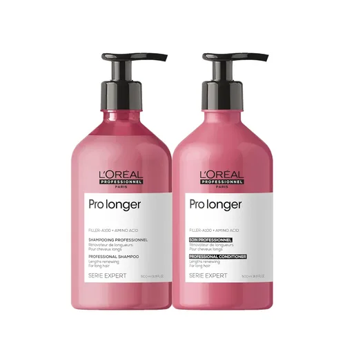 L'Oréal Professionnel Paris Juego de champú y acondicionador profesional más largo que reduce la rotura y la apariencia de las puntas abiertas para