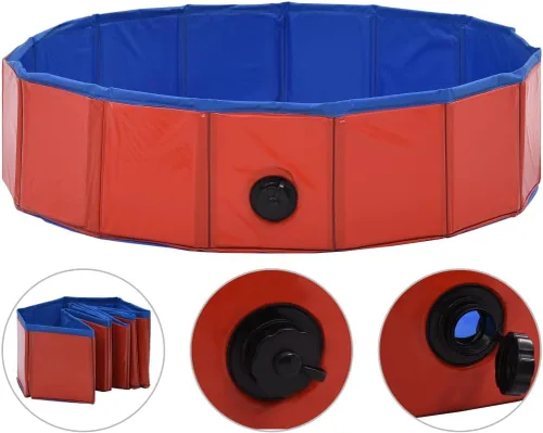 Miniatura 2 de SKM Piscina Plegable para Perros Rojo 31.5"x7.9" PVC