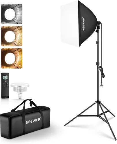 Miniatura 13 de NEEWER Paquete de 2 kits de iluminación RGB equivalente a 520 W con control de aplicación y 9 efectos, bombillas LED de 26 W CRI93+ TLCI98+