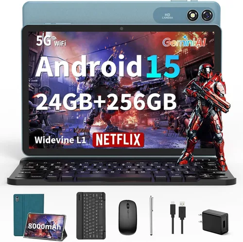 Miniatura 8 de Tablet Android 2026 de 10 pulgadas, tableta Android 15 con teclado, 24 GB+256 GB+2 TB expandir, tabletas 2 en 1 con Gemini AI, 8 núcleos, 8000 mAh