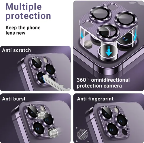 Miniatura 4 de Korecase Paquete de 2 protectores de lente de cámara para iPhone 14 Pro Max/Pro, verde alpino Vidrio templado de metal, dureza 9H antiarañazos