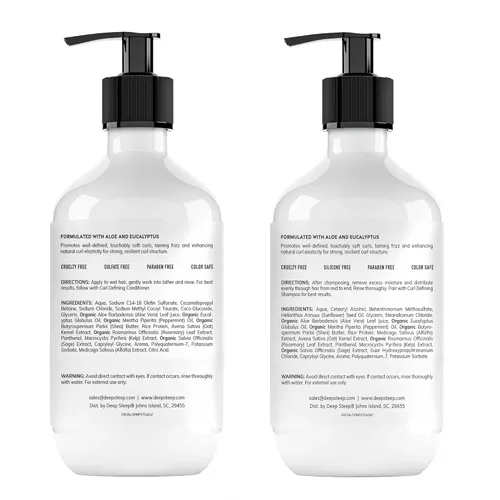 Miniatura 2 de Deep Steep Curl Defining Shampoo & Conditioner, 17 oz – Champú hidratante con manteca de karité, aloe vera, proteína de arroz, aceite de menta – Sin
