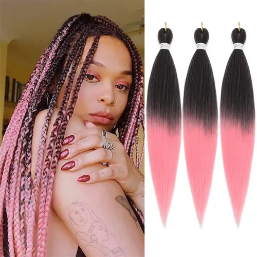 Miniatura 19 de Ginger Braiding Hair Pre Stretched #350 Easy Braids Yaki Texture Professional Synthetic Braiding Hair 30 Inches Hot Water Setting for Box Crochet
