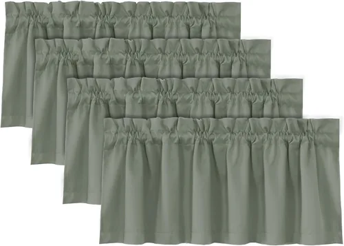 Miniatura 15 de H.VERSAILTEX Cenefas de cortina 100% opacas para ventanas, 2 paneles con aislamiento térmico, bolsillo para barra, pequeña cenefa corta para cocina