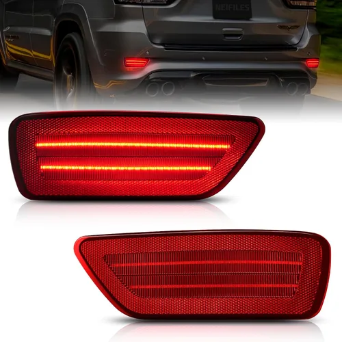 Miniatura 9 de Luces Reflectantes LED para Parachoques Trasero Compatibles con Luz Antiniebla para Jeep Compass 2011-2017, Conjunto de Luces para Grand Cherokee