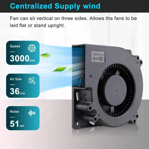 Miniatura 3 de Wathai - Ventilador centrífugo de soplado de 120 mm x 32 mm, ventilador con alimentación de 110 V 220 V CA, controlador de velocidad de 4 V a 12 V