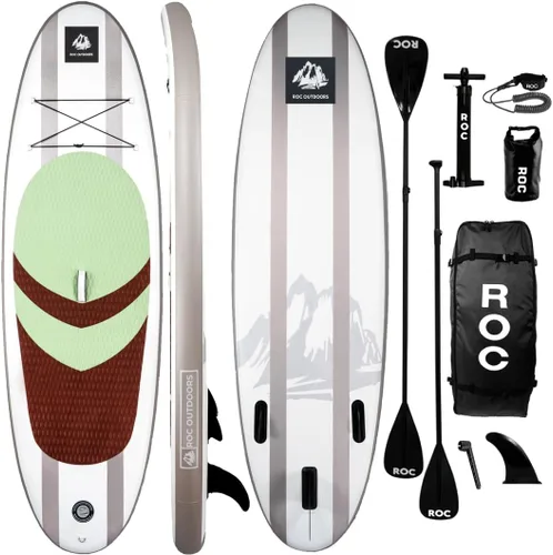 Miniatura 8 de Roc Tabla de remo inflable con accesorios de tabla de remo de SUP de alta calidad, diseño amplio y estable, cubierta antideslizante y cómoda