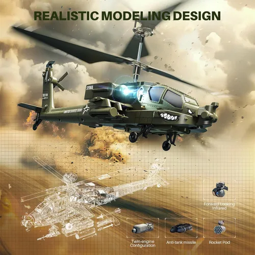 Miniatura 9 de SYMA Helicópteros RC, S51H, helicóptero de control remoto de 2.4 GHz, juguetes militares del ejército para niños y niñas con retención de altitud