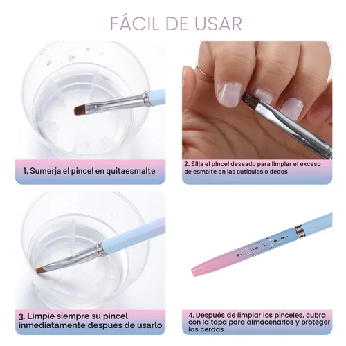 Miniatura 8 de Cepillos de limpieza de uñas, cepillos de uñas para limpiar errores de esmalte en las cutículas, cepillo de uñas resistente a acetona, cepillos
