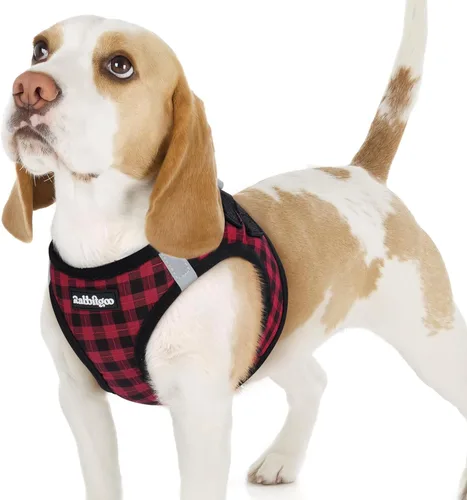 Miniatura 106 de rabbitgoo Arnés para perro pequeño, chaleco de malla suave para cachorros con hebilla de seguridad, arnés reflectante transpirable para mascotas